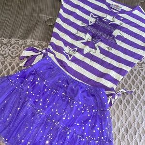Adorable Sparkly Purple Girls Size 6-6X Skirt and Tee Set